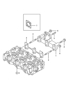 Yanmar Engine Exhaust Manifold Diagram and Parts List for 46G 4X4-1I019G-Before-37AKD710 Cub Cadet Lawn Tractor Accessories